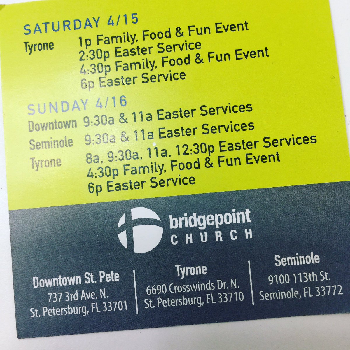 ajnaalyssa's tweet photo. Just that when my girls and I visit, we feel so loved by God... Thanks @bridgepointfl #bridgepointchurch #EasterWeekend #LoveFL https://t.co/0Tyt3tOmiD