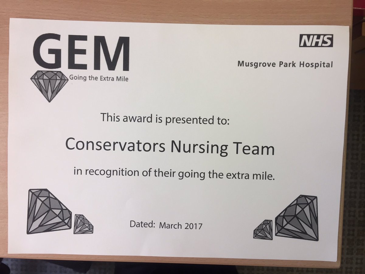 Kerrytrunks1's tweet photo. Super proud of my nursing team on Conservators Ward, thankyou @AlisonWootton for the GEM award #careessentials #togetherwemadeadifference https://t.co/bJevzwdfIA