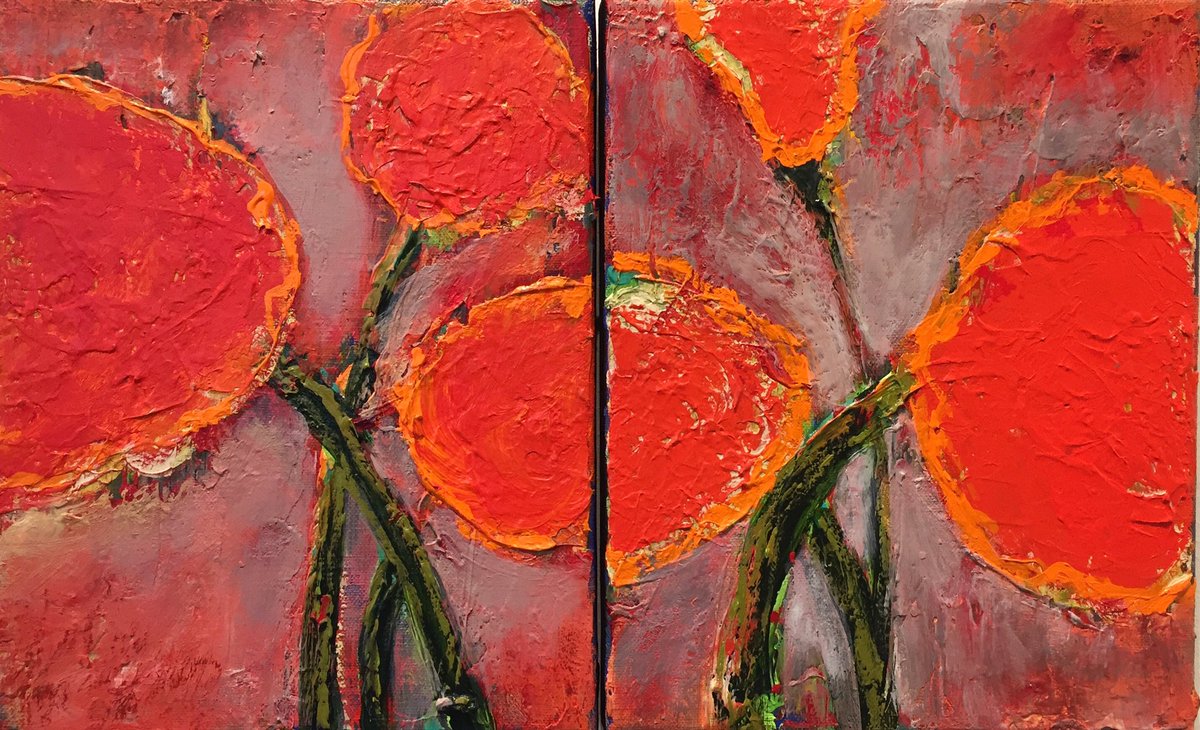 We are adding color to your day. #Artwork: #Poppies Eleven Twelve by Judith Giuliani #gallery member #artist
#Acrylic on canvas
10 x 16
$300