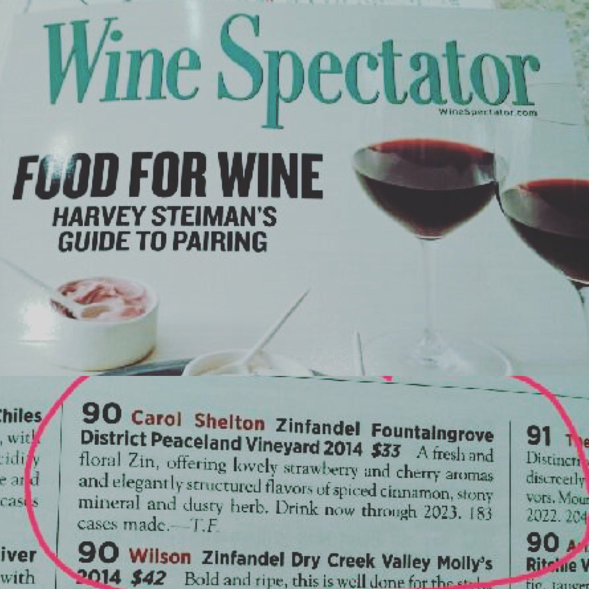 PeaceLandWines's tweet photo. Our grapes &amp; Carol's wine!! @WildThingZin @WineSpectator wahooo! https://t.co/hibpueObLj