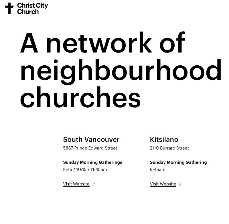 ChristCityKits's tweet photo. Our new website is live! It properly reflects the vision of Christ City Church to be a network of neighborhood churches in Vancouver. https://t.co/DJ21RRABEA