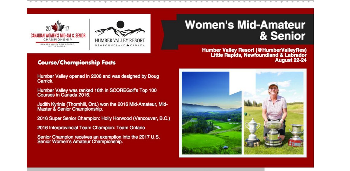 We're thrilled to be hosting the 2017 Canadian Women's Mid-Am &amp; Senior Championship, Aug 21-24th. <a href="/NLGolf/">GolfNL</a> <a href="/NLtweets/">NewfoundlandLabrador</a> golfcanada.ca/article/fast-f…