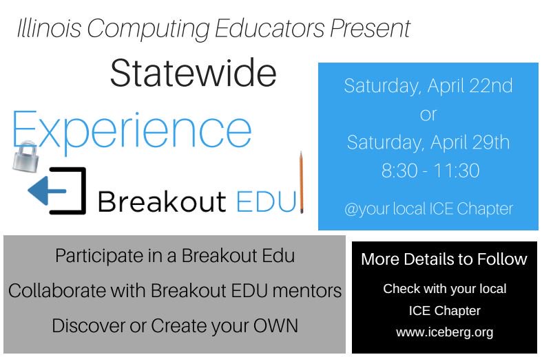 ideaillinois's tweet image. Want to learn more about #breakoutedu? Check out the #ICEil events offered throughout IL! conta.cc/2oE97KD
