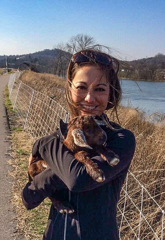 NashvilleMWS's tweet photo. #TBT to last year when we had goats instead of sheep on the Metrocenter Levee Greenway. One of our employees with a newborn. #workinggoats https://t.co/LwvlGf1u3K