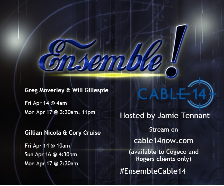 blueshamilton's tweet photo. Apr 14-17! Ensemble! TV Schedule on Cable 14 Hosted by @jtennant1020 #hblposters #HamOntMusic #HamOnt  #EnsembleCable14 #CanadianFolk https://t.co/ZhPse4ad48