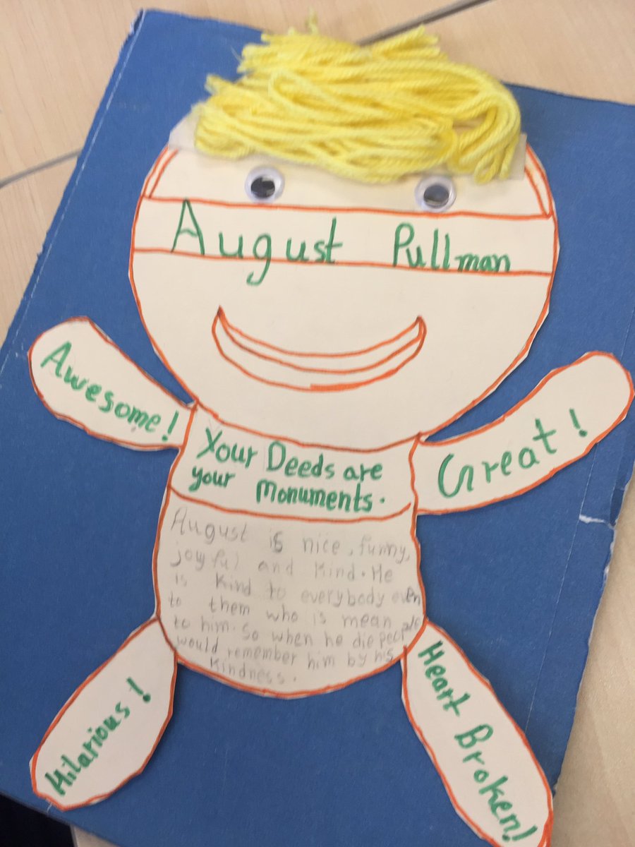 MsRicciuti's tweet photo. Love my students' creativity with their character analysis from "Wonder" @HuntingtonRidg1 @PeelSchools https://t.co/7yJIeq5wjB