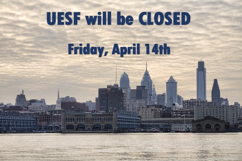UESFassistance's tweet image. UESF is CLOSED TOMORROW April 14th. See you on Monday!