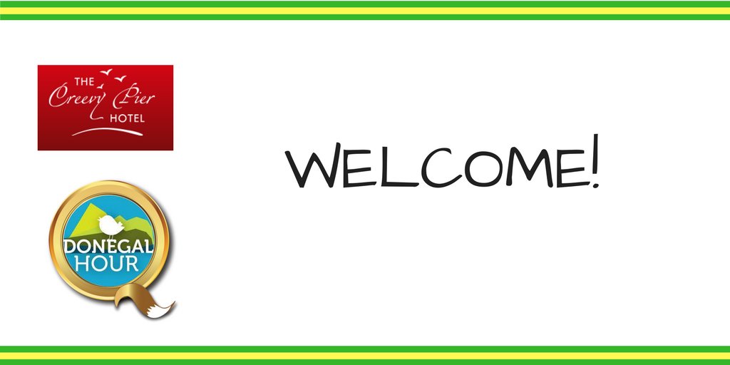 DonegalHour's tweet photo. Welcome! We are joined tonight by our fabulous sponsor @creevypier who have donated 2 prizes! Use #DonegalHour and #CreevyPier to join in https://t.co/RgcO2T1iSW