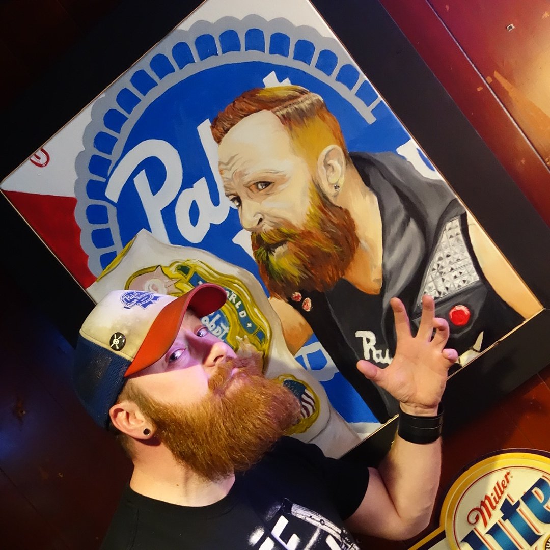 pabstTC's tweet photo. New @arikcannon #PBRart is up @skinnerspub #officialPBRprowrestler #wrestlepalooza art by @HunterJonakin @PabstBlueRibbon https://t.co/8kO81H0XmP