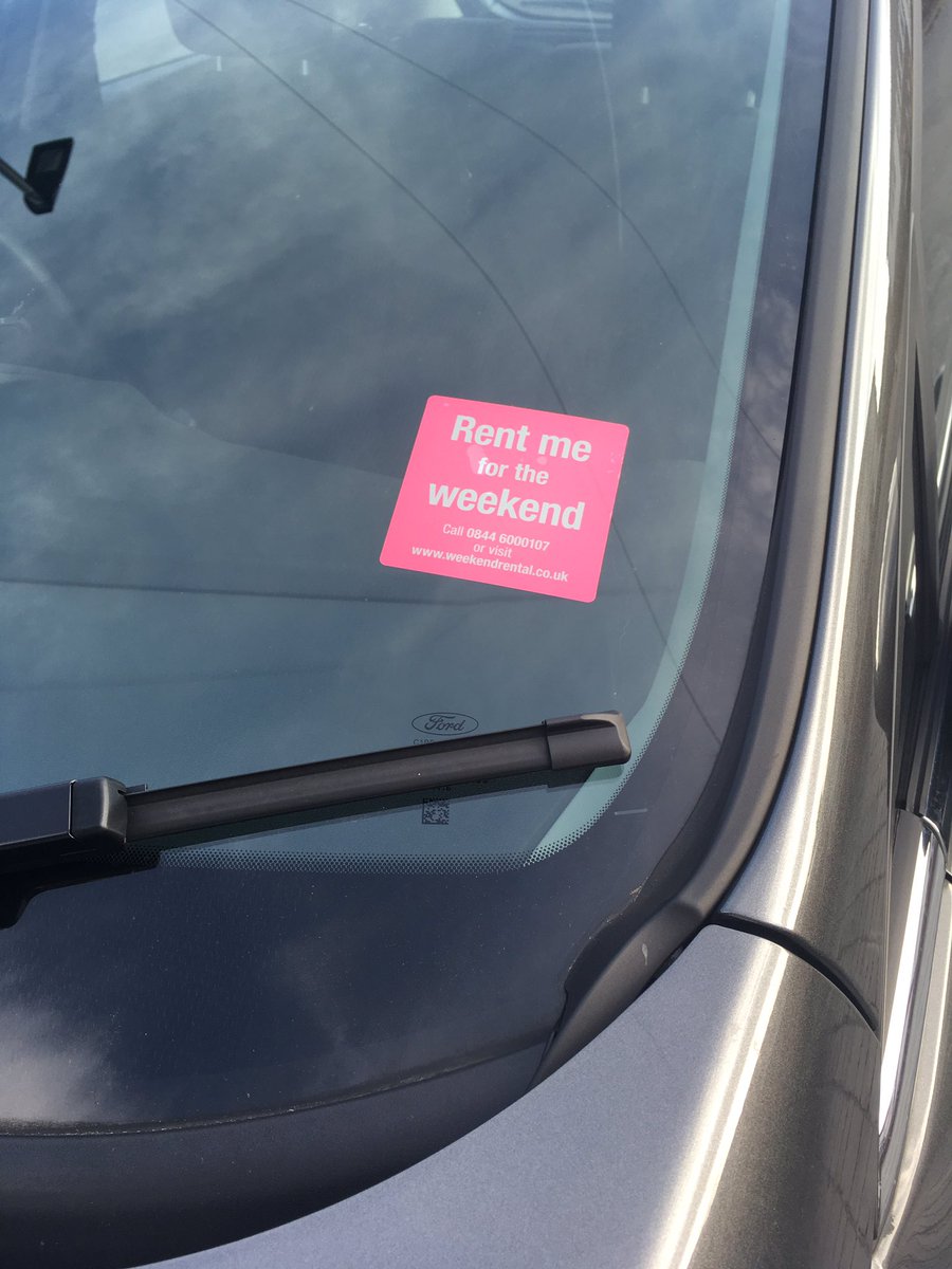 TennisFITZY's tweet photo. I mean, I'm not crazy about the impression this sticker on my courtesy car gives out #RentMe #NotAnEscort 👍🏼 https://t.co/Q0ICaYsfhT