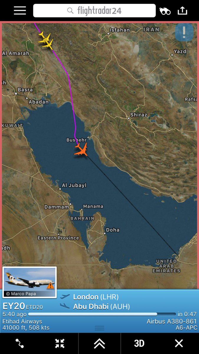 NikPhillips666's tweet photo. Etihad Airways #EY20 declaring a general emergency inbound to Abu Dhabi https://t.co/ZrQnnzIcUm