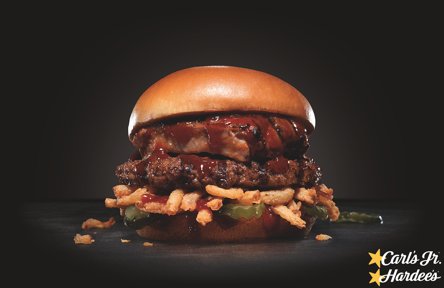 Carl's Jr./Hardee's latest" Baby Back Rib Burgers with Bubba's-Q boneless ribs. LTO starts April 26; TV ads May 1.