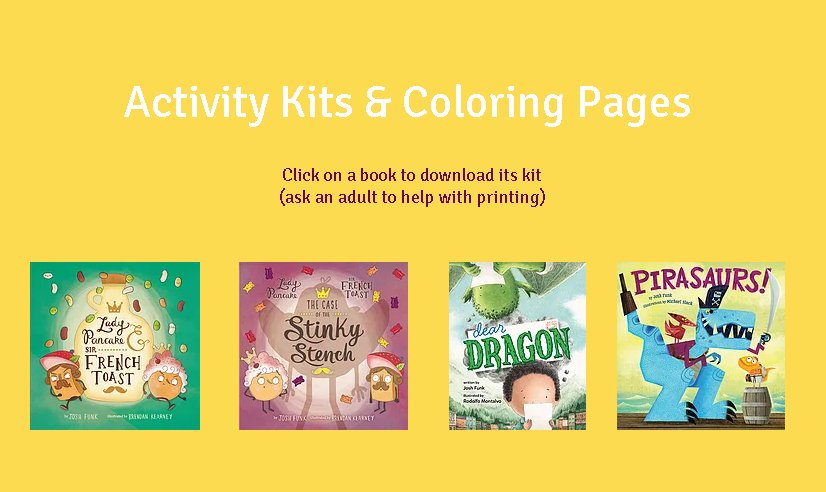 Did you know there are FREE downloadable activity kits and coloring pages for ALL of my books? It's true! See here: joshfunkbooks.com/stuff-for-kids