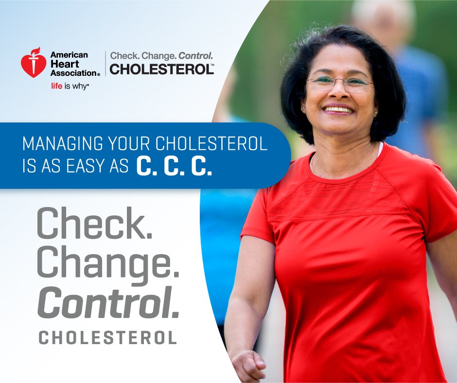 American_Heart's tweet photo. Most ppl w/ #highcholesterol aren't sure how 2 manage it. Have u checked cholesterol lately? #UnderstandCholesterol https://t.co/sqHTei69Kr https://t.co/nV4tHyQLII