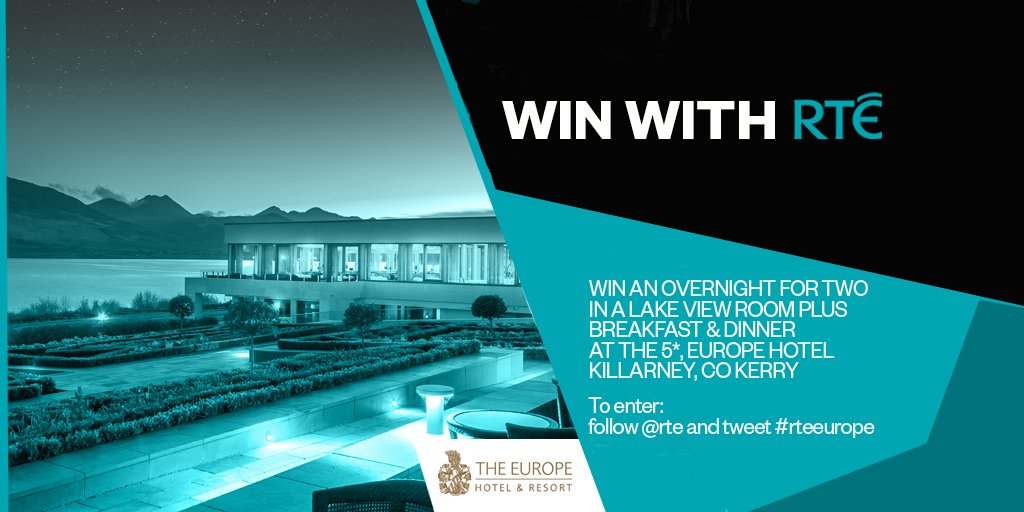 Win an overnight for 2 in a lake view room + breakfast &amp; dinner at the 5* @TheEuropeHotel Killarney. Follow <a href="/rte/">RTÉ</a> &amp; tweet #rteeurope