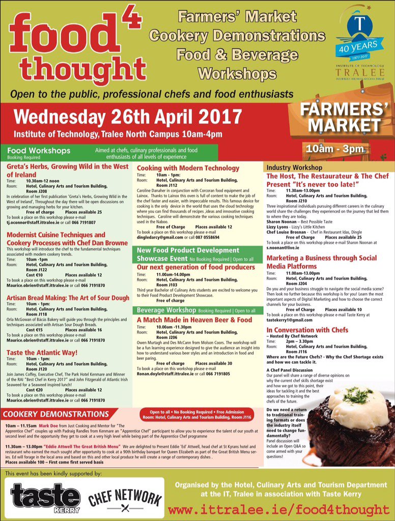 Great Foodie day planned <a href="/itralee/">IT Tralee</a> #Foodies #Foodiechats #education