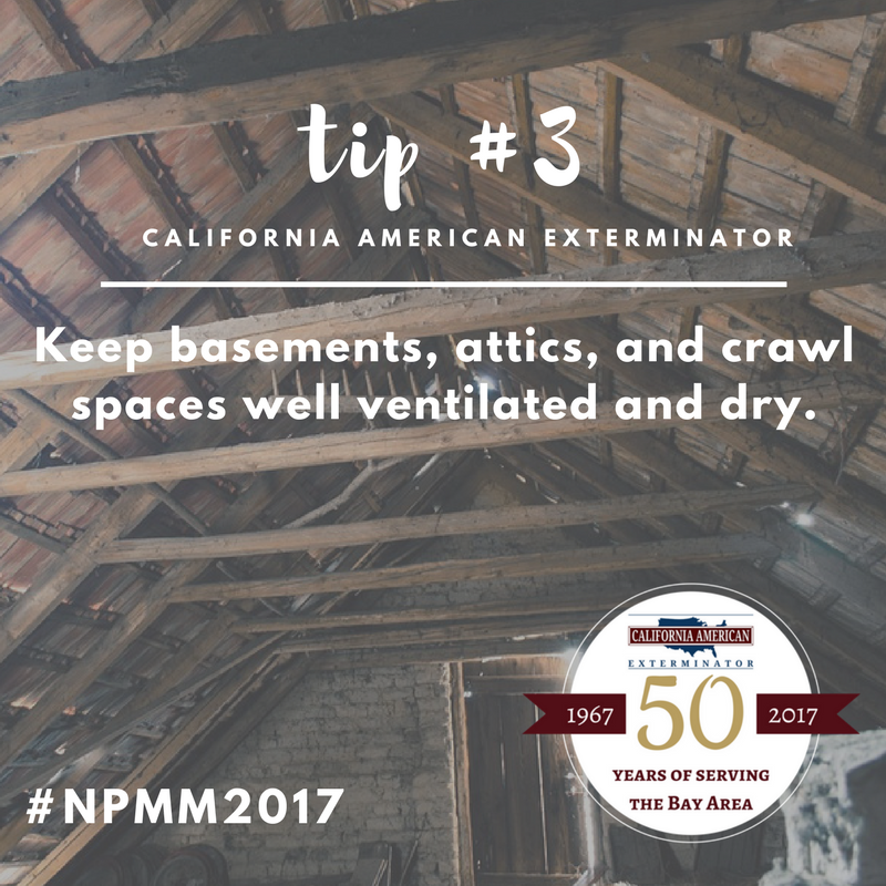 CalAmericanExt's tweet photo. It's #NPMM2017 and we're sharing some of our favorite #PestPreventionTips throughout the month! Here's an important one...

#NPMM https://t.co/khnqTJtErn