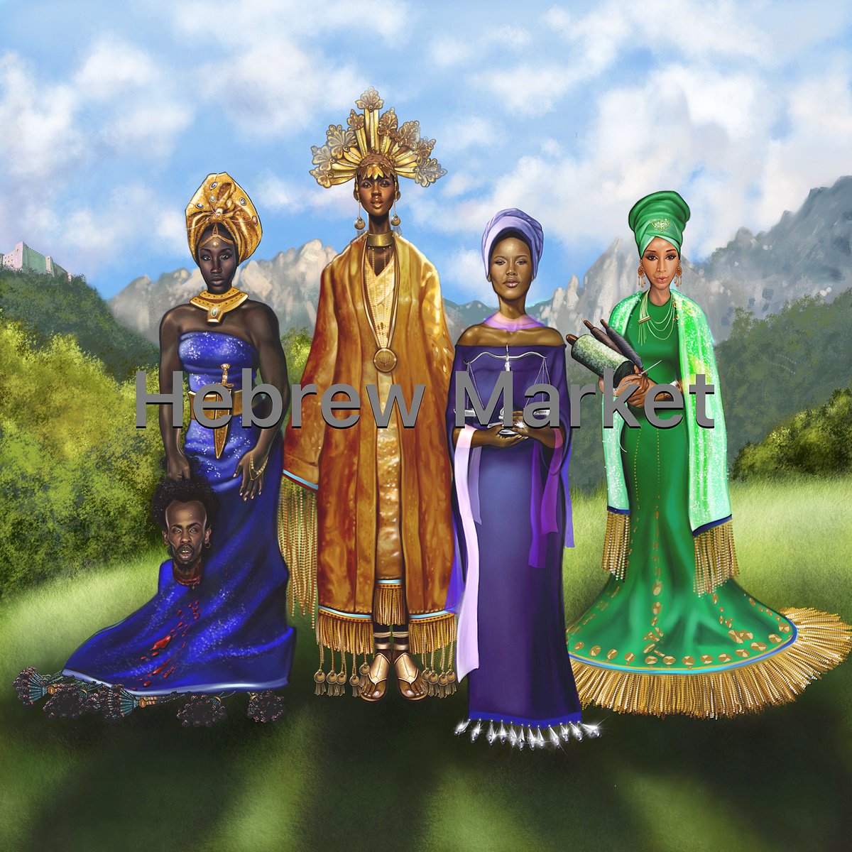 Hebrewmarket's tweet photo. Original artwork available in canvas prints at https://t.co/OZ2mjPYK5j 
#foremothers #judith #hadassah #deborah #dorcas #israelites #shopnow https://t.co/O8SS028n9e