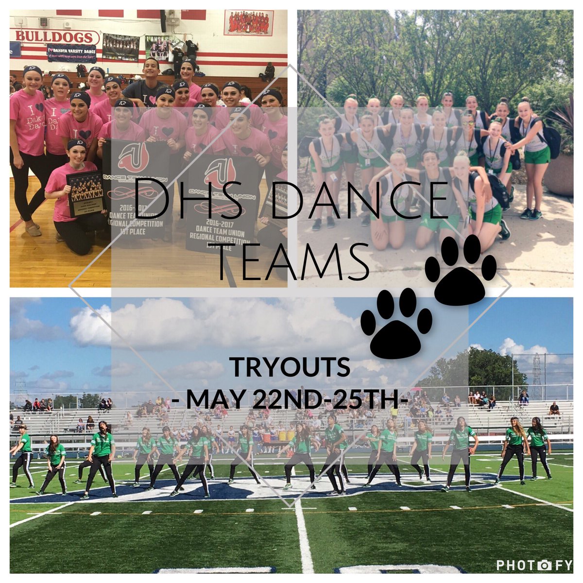 Interested in trying out?! Non mandatory clinics start next Tuesday 6:30-8:30. Check out our website for more info! dakotadanceteams.weebly.com