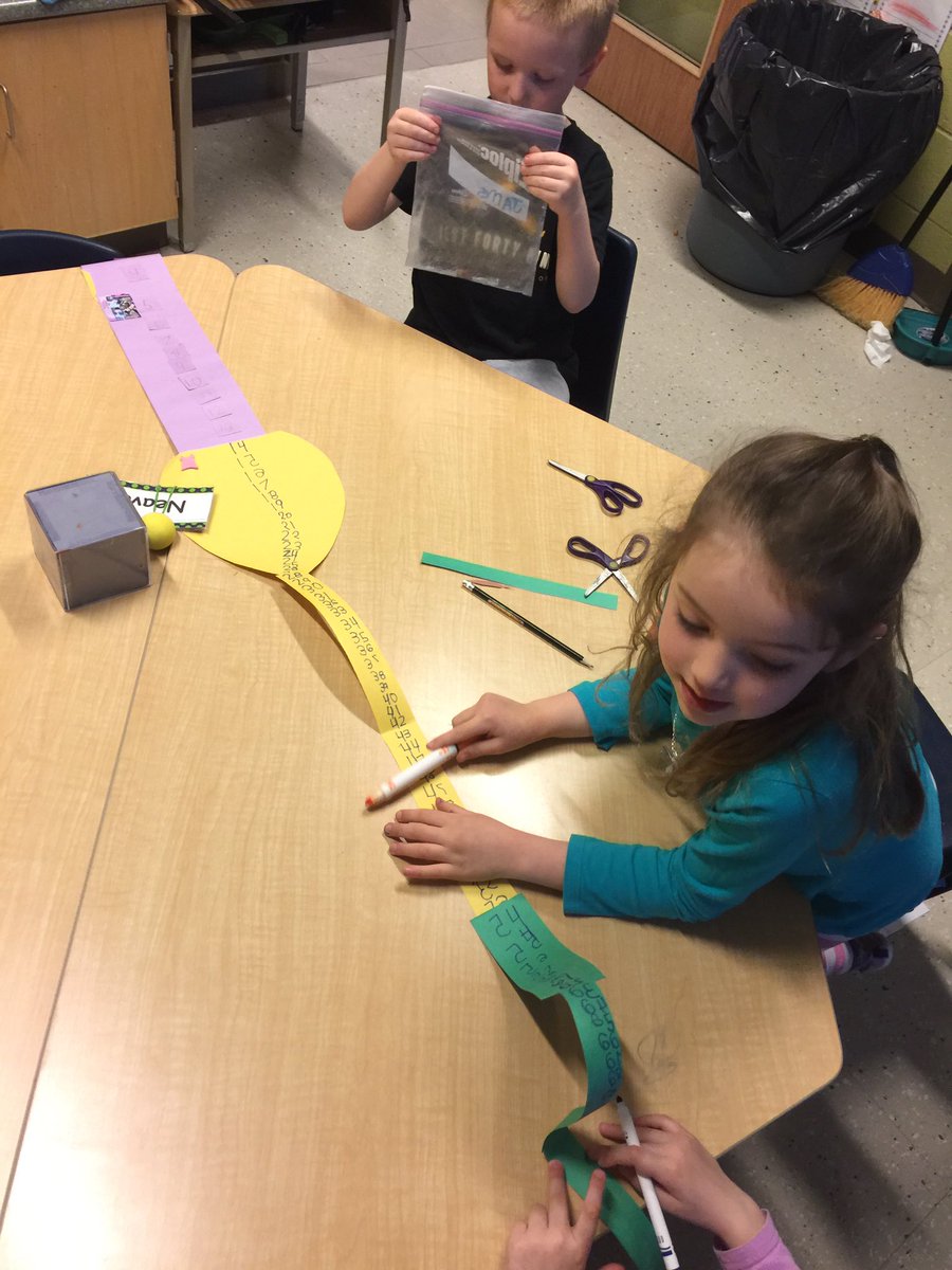 Our friends in kinder2 <a href="/stbasilbulldogs/">St. Basil</a> excited to create their own numberlines and racing to see who finishes first. #kindergartenlovesmath