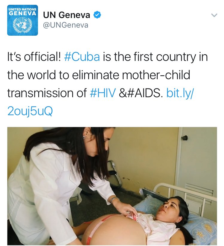 mwelimasilela's tweet photo. And in other news, Cuba succeeds in eliminating mother to child transmission of HIV/AIDS, first country to do so in the world. #sabcnews https://t.co/oEkYCQGQ78