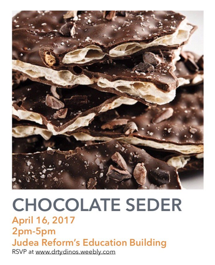 drtydinos's tweet photo. Bring your siblings, your friends, and your sweet tooth to our Chocolate Seder this Sunday! RSVP thru the link in our bio🍫🍫🍫 https://t.co/i1C66B20Pr