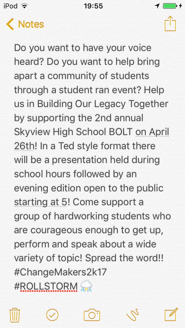 SHSLeadership16's tweet photo. Spread the word! @shs_bolt2017 has been working really hard this year lets make it huge.!! ⛈🌪 RT https://t.co/4SB2npHuJY