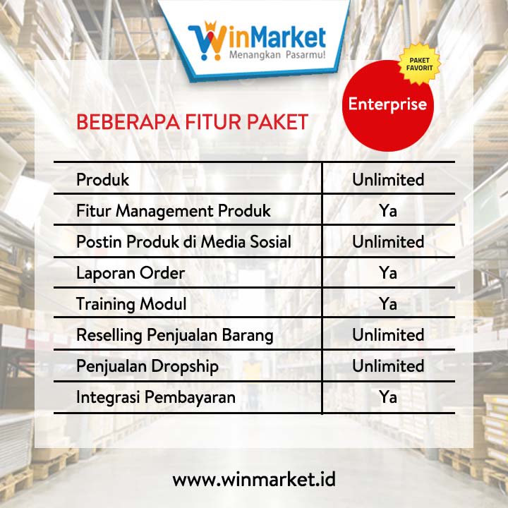 WinMarketID_'s tweet photo. Selamat pagi Winners,
Dapatkan dukungan powerfull Tokomu dengan Paket Enterprise.
Klik https://t.co/lpMFAwXnUU
#WinMarket #TokoOnlineGratis https://t.co/eWtEWXg2f9