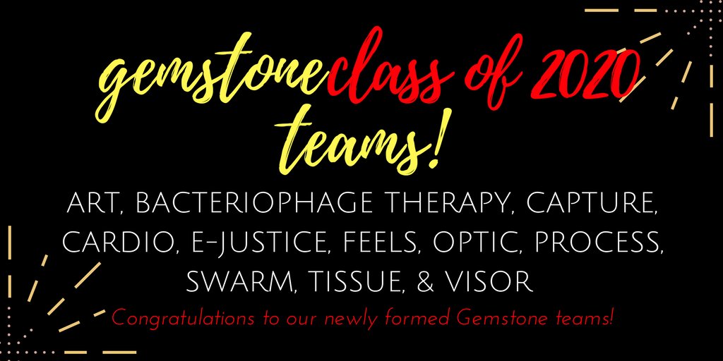 GemstoneProgram's tweet photo. Congratulations to our newly formed Gemstone Class of 2020 Teams! #TeamFormationNight https://t.co/j7wikV1S0c