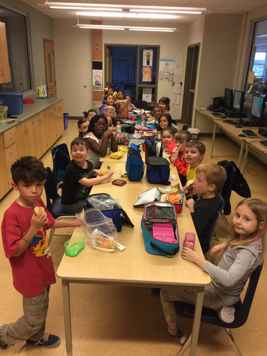 Our grade 2 class <a href="/stbasilbulldogs/">St. Basil</a> came together today to eat their meal, just as Jesus did.  #HolyThursday.