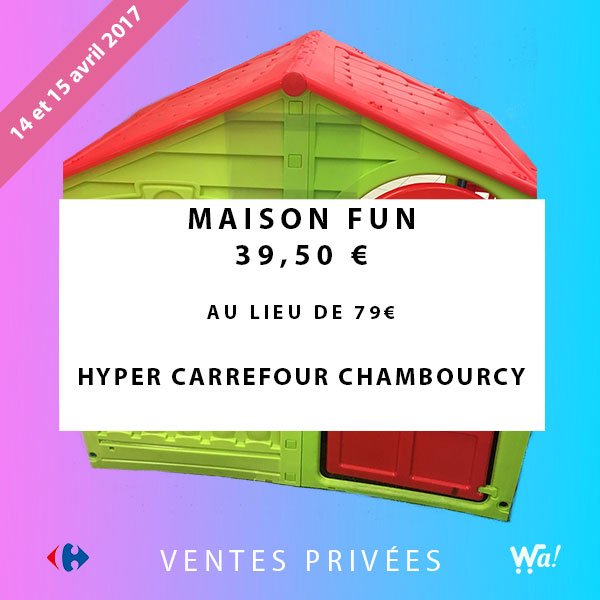 AppliWa's tweet photo. EXCLUSIF ! Users de l'#AppliWa ce week-end votre CC #Carrefour de Chambourcy vous propose des ventes privées sur une sélection d'articles https://t.co/QvfXuEG9Am