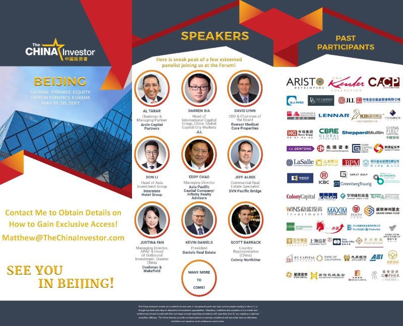 Don't miss out on this opportunity to connect with industry leaders in China!    

#investments #funds #capital #development #international