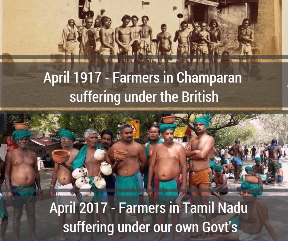 suresh_ediga's tweet photo. 100 years of #Champaran, but the farmers situation hasn't changed. If anything the movement is more relevant now than ever #tnfarmers https://t.co/hFMOxjS2tf