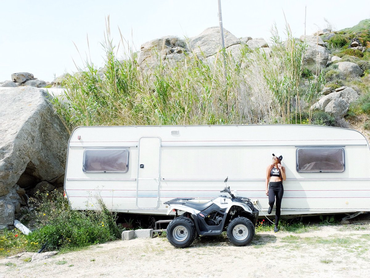 Trailer livin' in the Island of Winds 🚐 #AdidasPH #PureBoostX #Mykonos