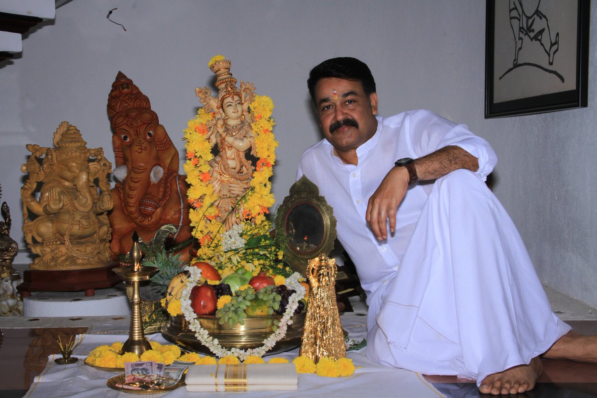 Mohanlal's tweet image. Happy Vishu