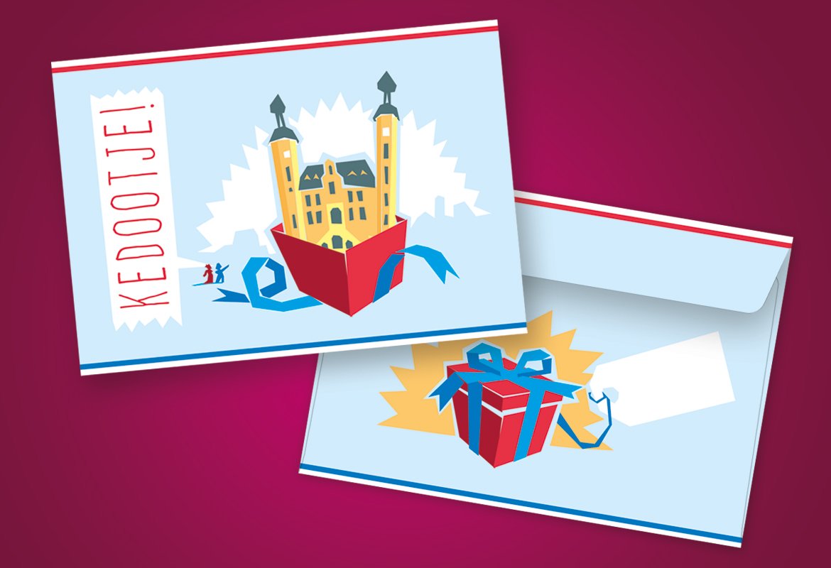 Ontwerp/illustraties gemaakt voor een aantal kado-enveloppen. Nu te koop bij Koops Boeken!