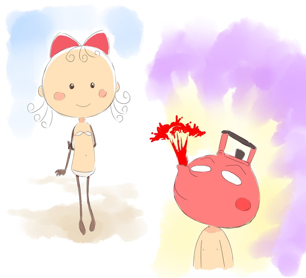 山野紺三郎 昨日描いたペロちゃんにやかん君を描き足し