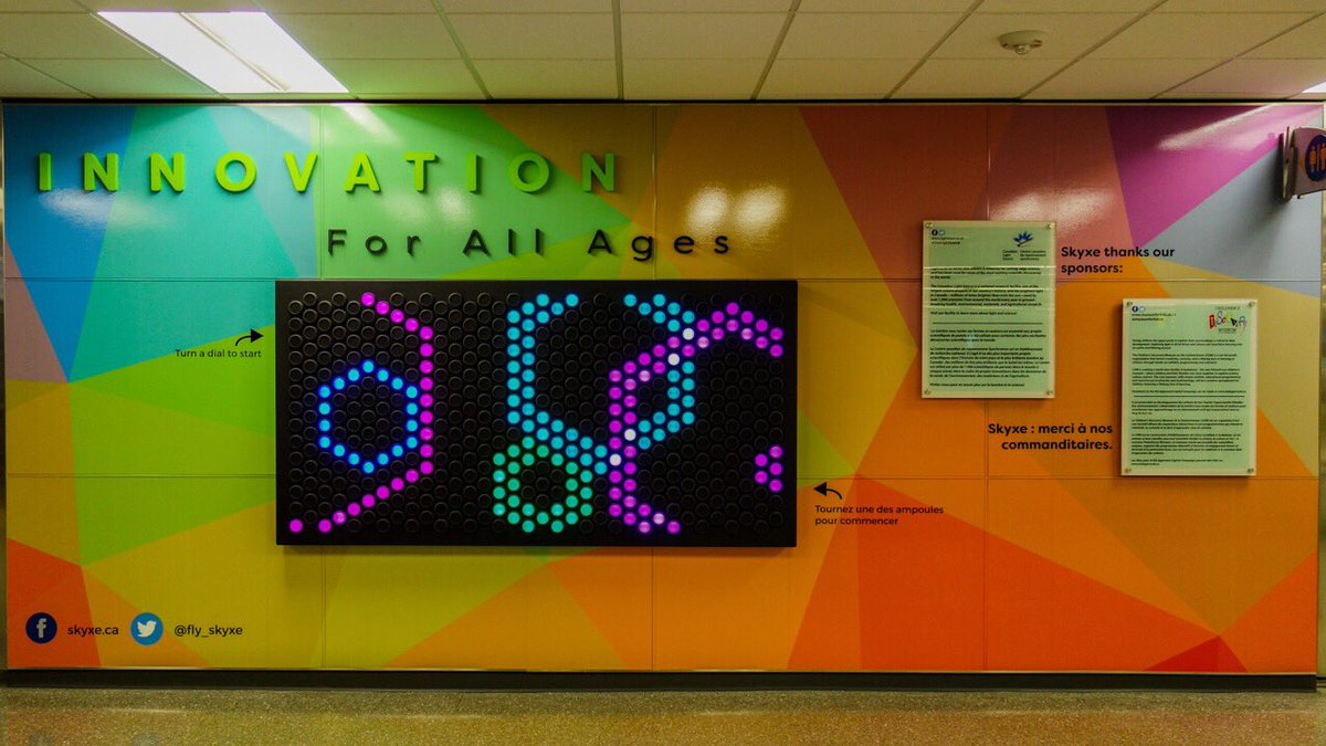 yxe_ca's tweet photo. Thanks to @CanLightSource and @museumforkidssk for sponsoring our #lightbright wall. Take some time before a flight and draw with light #yxe https://t.co/oCUlTBYQgO