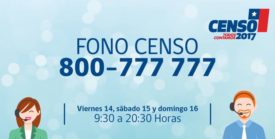 Durante este fin de semana estará disponible para consultas el FonoCenso:
☎️ 800 777 777 ☎️ #Valdiviacl #elranco #LosRíos #TodosContamos