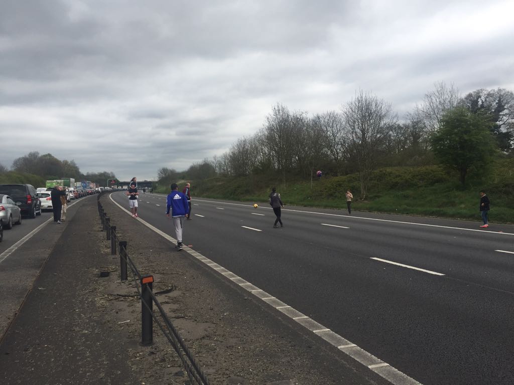 Football fun on a closed #M4