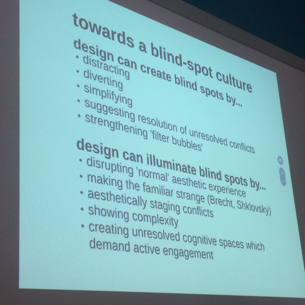 josinavink's tweet photo. @PeterBuwert asks if #design and aesthetic interventions can help shed light on societal blind spots? #ead12 #designfornext https://t.co/SdxQxgBD27