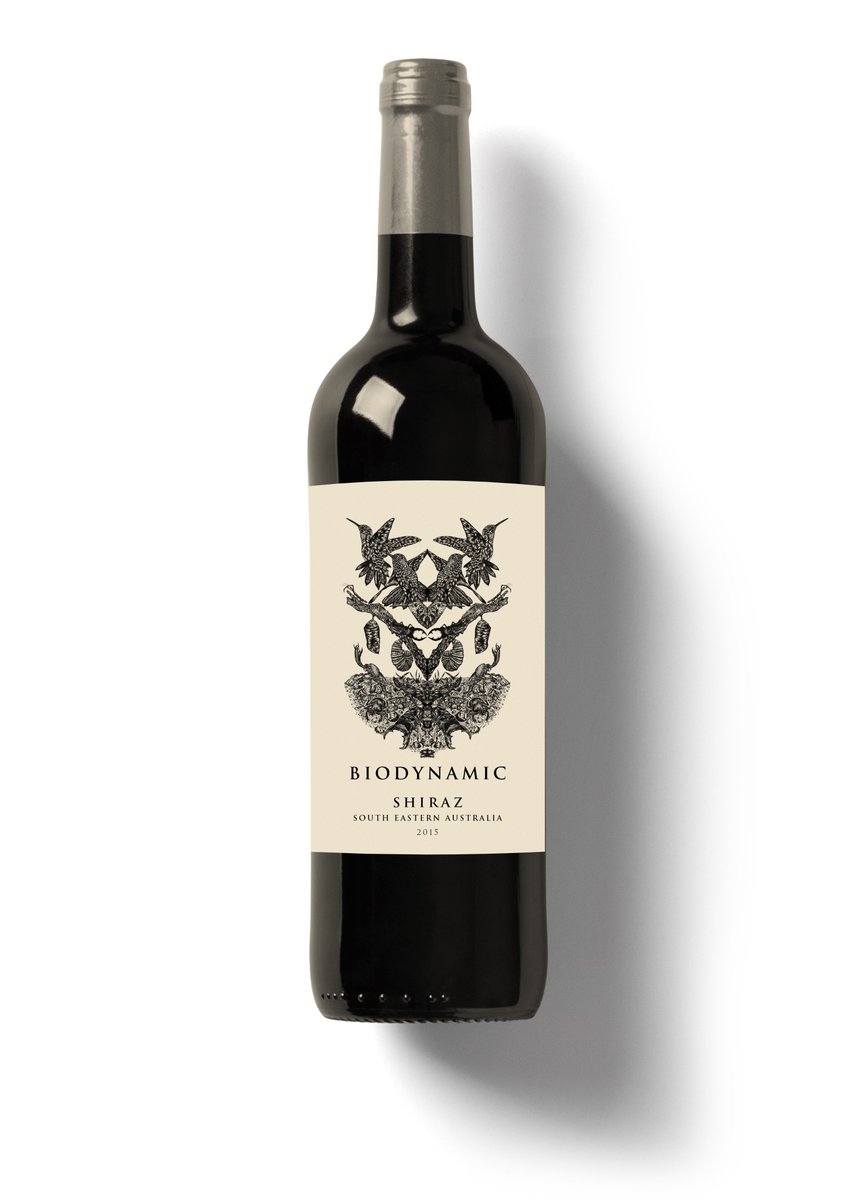 A photo edit of Biodynamic Wine label  #wine #design #illustration #bottle #packaging #ink #graphic #Biodynamic #wildlife #natural #moon