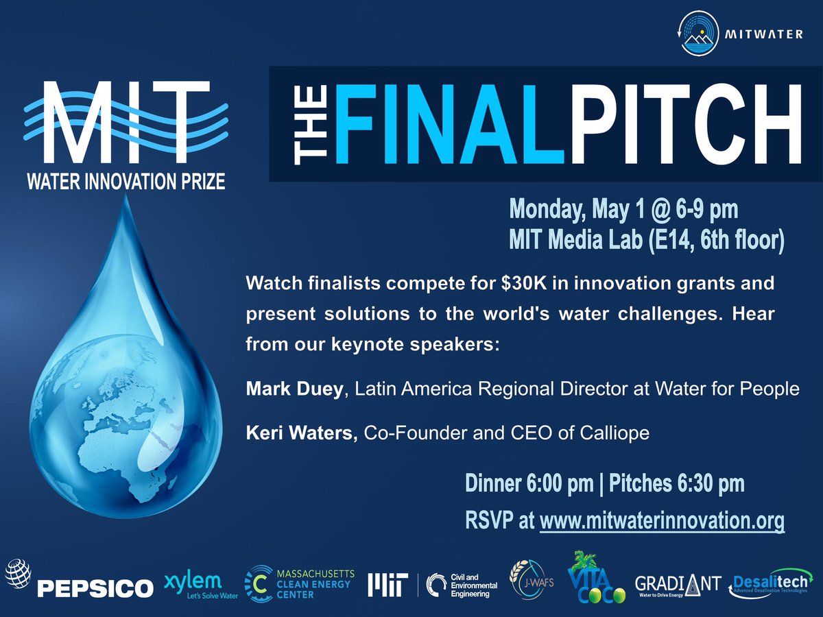 Final pitch is coming follow us at <a href="/mitwater/">MIT Water</a> on May 1st RSVR mitwaterinnovation.org <a href="/BizkaiaEmpresa/">BizkaiaEmpresa</a> <a href="/BizkaiaEmprende/">BizkaiaEmprende</a>