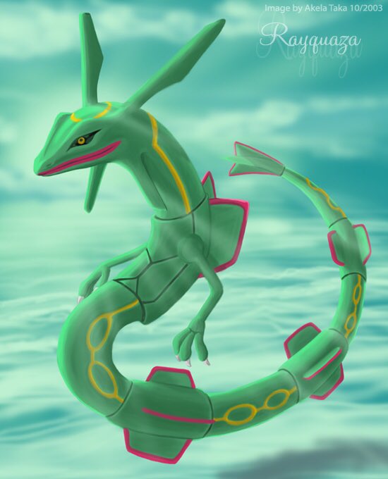 PokeArtwork's tweet photo. Rayquaza, by https://t.co/uwEU2MJqnG https://t.co/4teipGDTVl