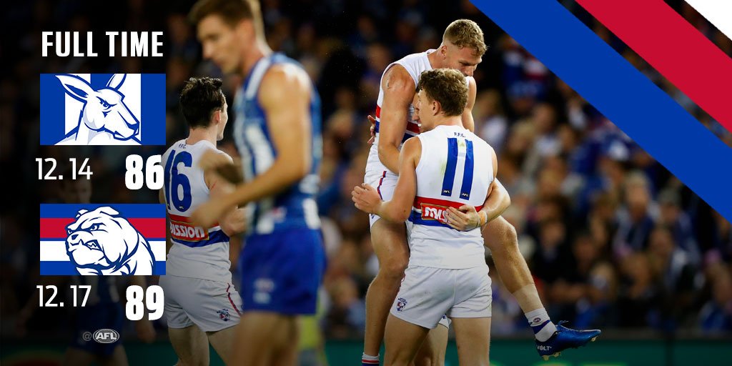 .<a href="/NMFCOfficial/">North Melbourne FC</a> <a href="/westernbulldogs/">Western Bulldogs</a> The Doggies won a thriller on Good Friday. 
Stats, video &amp; match report: afl.to/2p0wXBA