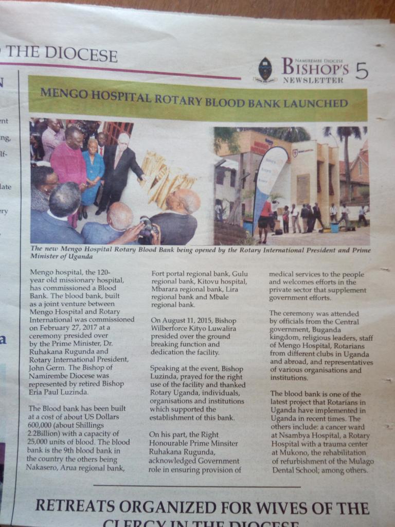 BloodRotary's tweet photo. The Bishops Newsletter writes about our Blood Bank Project https://t.co/4upWizVZoS