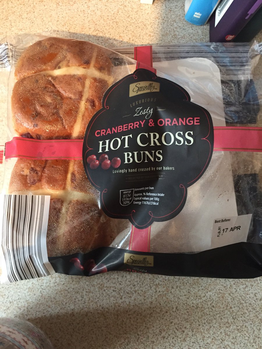 ellencook's tweet photo. @AldiUK I bought these cranberry and orange hot cross buns earlier today in Newport Aldi. I took a bite into one and hit something hard.?! https://t.co/wvHB9bySH7