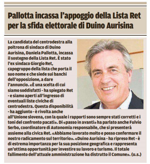 RetGiorgio's tweet photo. #ListaRet #AutonomiaResponsabile a sostegno del candidato sindaco DANIELA PALLOTTA https://t.co/qAT9x0fNTc