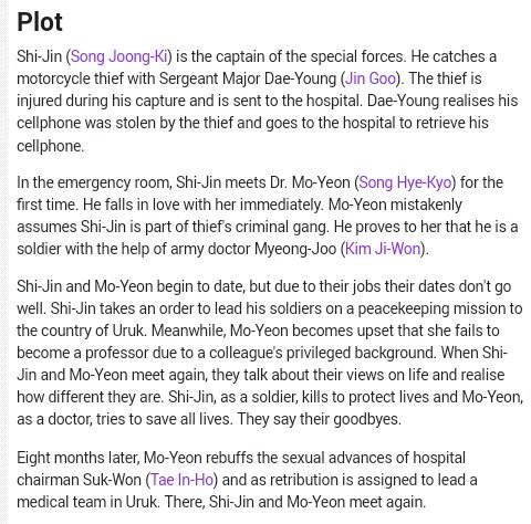 1. DESCENDANTS OF THE SUN- 2016- Ep: 16- Romance, Drama, Action- 100/10