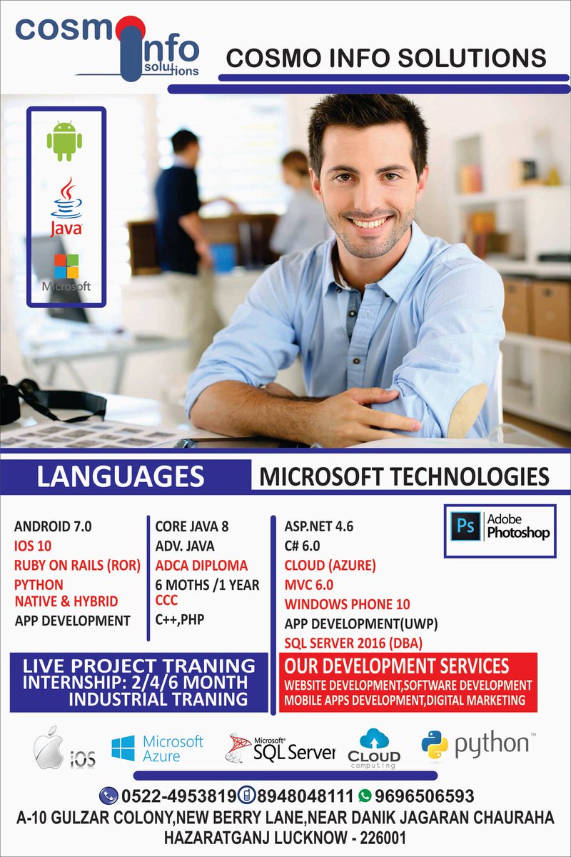 CosmoSolutions's tweet photo. Summer Training Admission Open Now 
https://t.co/XbgBCjQBxa,MVC,Java,Python,ROR,Andriod,IOS,PHP,SQL,Cloud,Hybrid Contact us 0522-4953819 https://t.co/1MxR84pSDv